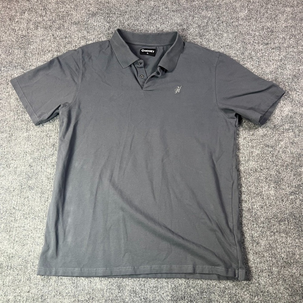 Hooey Men's XL Polo Shirt Gray Western Stretch Casual Ranch Core Country Club